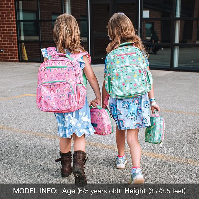 mibasies Girls Backpack 5-8: Lightweight Kids Backpacks for Girls - Girl Bookbag for Elementary School - Rabbit