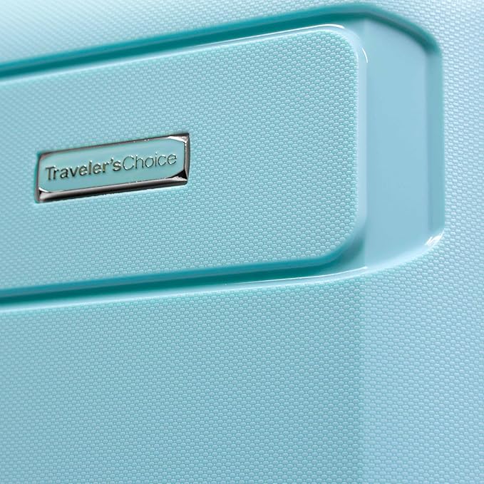 Traveler's Choice Pagosa Hardshell Expandable Luggage with Spinner Wheels, Baby Blue, 22-Inch Carry-on