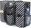 TOPDesign Utility Water Resistant Tote Bag with 13 Pockets, Top Zipper Closure & Thick Bottom Support, for Working Women