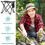 2 Pack Camping Stool 13 Inch Portable Folding Camp Stool with Side Pocket for Camping Fishing Hiking Gardening Outdoor Walking, Foot Stools with Carry Bag, Black
