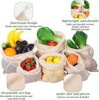 18 Pack Reusable Produce Bags Reusable Washable - Vegetable Grocery Cotton Mesh Bags for Farmers Market, Beach, and Refrigerator Storage Vegetables (6xS, 6xM, 6xL)