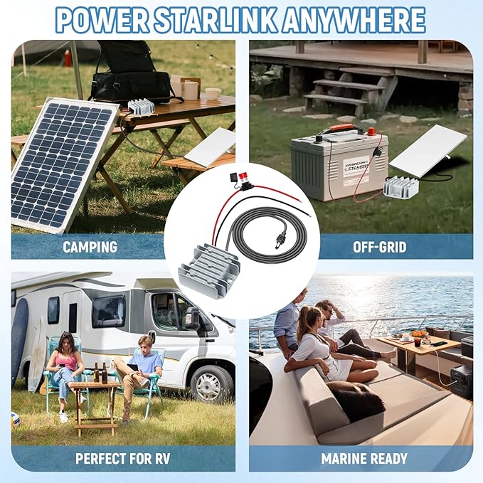 Starlink Mini Power Supply, 12V/24V Starlink Mini 12V Adapter Power Cable DC Step Up Converter to 30V 3.5A, Compatible with Battery/RV/Generator/Yacht/Solar Panels Off-Grid Power Solution with Fuse