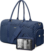 Women Weekender Travel Duffle Bag: Travel Duffel Overnight Bags with Shoe Compartment Large Carry on Tote with Toiletry Bag Weekend Traveling Yoga Gym Hospital Bag for Women with Wet Pocket Blue