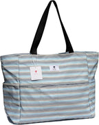 ESVAN Large Foldable Beach Bag for for Women with Dry Wet Compartment Waterproof Sandproof Travel Gym Picnic Handbag