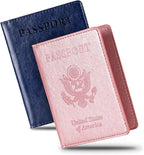 Honmein 2 Pcs Passport holders，Ultra Slim passport wallet，PU Leather Passport Cover Case for Women and Men