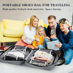 2 Pcs Travel Shoe Bag with Handle Organizer - Portable Luggage Storage Bag for Multiple Shoes (Light Gray, Beige)