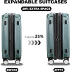 20 Inch Lightweight Expandable Carry On Luggage, PC Hardside Suitcase with Spinner Wheels & TSA Lock, Carry-on 20-Inch, Green