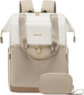 LOVEVOOK 17.3 Inch Laptop Backpack for Women, Large Capacity Travel Backpack with Organizer Bag, Waterproof Carry on Backpack Purse Work Bag with USB Port for Teacher Nurse, Beige-Khaki