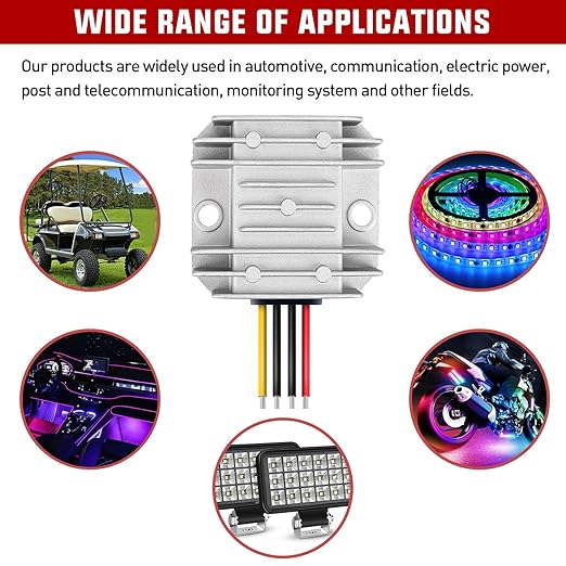 Nilight 24V to 12V Voltage Converter 120W 10A Regulator Step Down to 12VDC Waterproof DC Convert Reducer Power Supply Transformer Module for Golf Cart Scooters Trucks