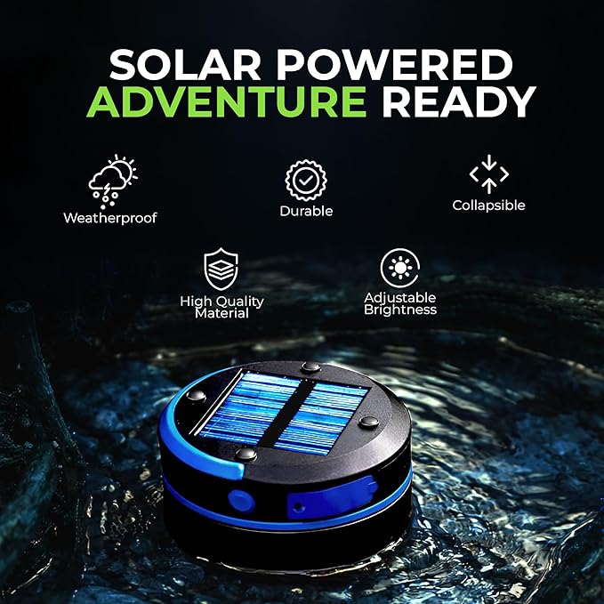 Kizen Outdoor Solar Lantern - Solar or Plug Rechargeable Lantern - Collapsible LED Light for Power Outages - Camping Essential Lamp for Tent Light, Hanging, or Flashlight