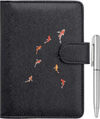 WALNEW Passport Holder for Travel, RFID Passport Cover Wallet for Women Men, PU Leather Passport Book Card Holder Case with Pen (Buckle Closure, Buckle-Carp)