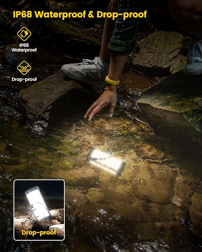 Glocusent 106 LED Camping Lights, Up to 80Hrs, 5000mAh Camping Lantern Rechargeable with 5 Brightness 3 Modes & SOS, IP68 Waterproof, Max 1200LM, Lanterns for Power Outages Hiking Emergency Hurricane