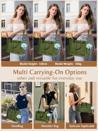 BESBESME Canvas Tote Bag for Women with Zipper & Compartments– Large Work & College Laptop Tote Crossbody Shoulder Bag