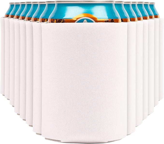 Blank Beer Can Cooler Sleeves (110-Pack) Soft Insulated Beer Can Coolies - HTV Friendly Blank Koolies in Bulk for Beer Cans & Bottles - Coolie Blanks for Vinyl Projects & Wedding Favors (White)