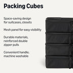 Amazon Essentials 4-Piece Packing Cubes Travel Accessories Set, Luggage Organizer with Double Zipper, Mesh Top, Space-Saving, Slim, Black (Previously Amazon Basics)