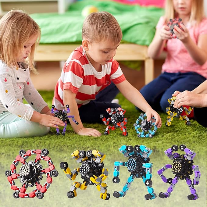 Gokeey Transformable Fidget Spinners 3 Pcs for Kids and Adults Stress Relief Sensory Toys for Boys and Girls Fingertip Gyros for Party Favors Goodie Bag Stuffers for Kids