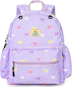 STEAMEDBUN Corduroy Kids Backpack for Girls 5-8: Girls Backpack for Elementary Kindergarten - 15 inch Cute Backpacks for Kids - Purple Bow