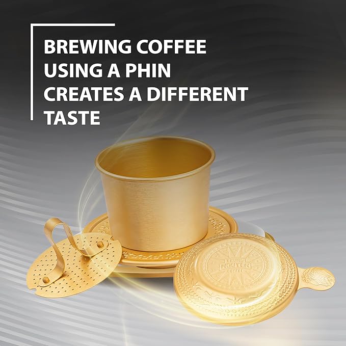 TRUNG NGUYEN LEGEND Vietnamese Pour Over Filter Set, Traditional Phin Drip Coffee Maker, Portable Reusable Coffee Press (Yellow)