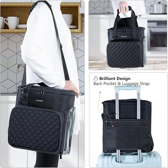 BAGSPRITE Travel Coffee Maker Carrying Case for Keurig K-Mini Plus & K-Slim – Portable Single Serve Coffee Machine Storage Bag with Accessories Space, Coffe e Maker Travel Bag