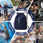 Drawstring Gym Backpack, Sports Bag with Adjustable Shoulder Straps, Cinch Sack for Fitness, Swimming, Travel (Navy)