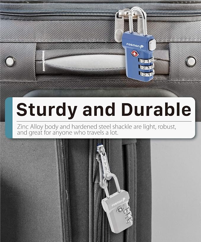 Fosmon TSA Approved Pink Locks for Luggage, Cute Suitcase Lock with Push Release Button for Extra Security, 3 Digit Combination Padlock for Travel, Backpack Zipper Anti Theft, Gym Locker, Women