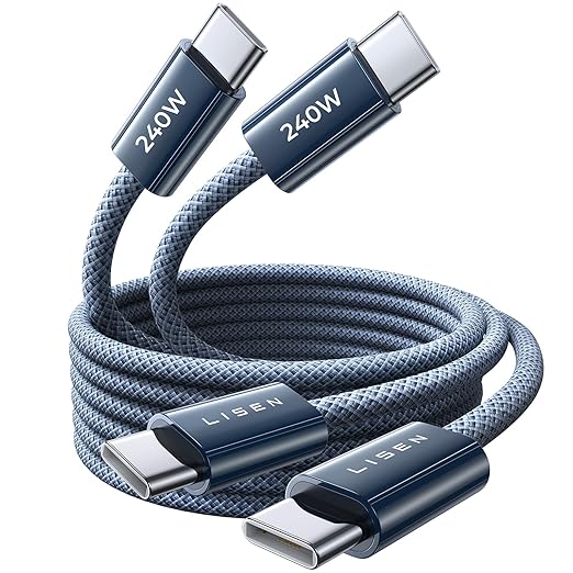 LISEN USB C to USB C Cable, 240W Type C Charger Fast Charging Cable (10FT, 2 Pack) C to C Cable Fast Charging for iPhone 17 16 Series, iPad, MacBook Air Pro Samsung Galaxy S26 S25
