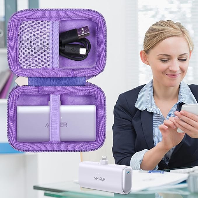 khanka Hard Travel Case Replacement with Anker 621 Nano Power Bank,5,000mAh Portable Charger,Case Only (Purple)