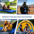 FUN PAC Camping Sleeping Pad with Pillow Built-in Foot Pump Inflatable Sleeping Mat Compact for Camping Backpacking Hiking Traveling - Blue