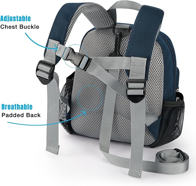 STEAMEDBUN Toddler Backpack Leash - Anti-Lost Harness Backpack for Boys Girls 1-3 - Blue