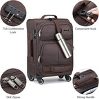 Hanke Luggage Sets 2 Piece Softside Expandable Luggage With Spinner Wheels TSA Lock,Travel Luggage Rolling Suitcase Checked Luggage Coffee(20/28)
