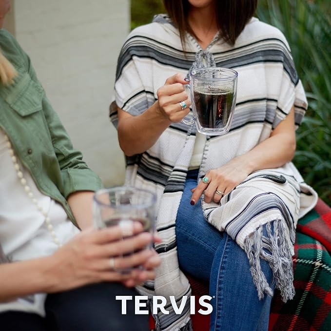 Tervis Clear & Colorful Tabletop Made in USA Double Walled Insulated Tumbler Travel Cup Keeps Drinks Cold & Hot, 16oz Mug, Pink Sand