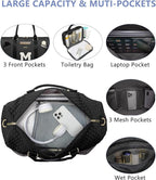 Women Weekender Travel Duffle Bag: Initial Duffel Overnight Bags with Shoe Compartment Large Carry on Tote with Toiletry Bag Weekend Traveling Yoga Gym Hospital Bag for Women with Wet Pocket Letter M