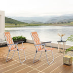 Folding Patio Lawn Webbed Chair Set of 2, Portable Outdoor Beach Chair for Adults, Camping Chair Steel Frame 300lbs Capacity for Yard, Garden Dining, Party, Picnic, 16.7" Seat Width