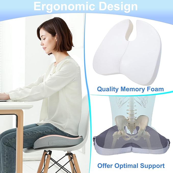 Travel Seat Cushion for Airplane, Foldable Hemorrhoid Pillows for Sitting, Airplane Seat Cushion for Long Flights, Stadium Pillow for Bleachers Long Sitting