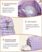 Duffle Bag for Travel, Weekender Bag with Shoe Compartment, Carry On Overnight Bag for Women with Toiletry Bag, Gym Bag with Wet Pocket, Hospital Bags for Labor and Delivery Beige