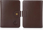 Polare Luxury RFID Blocking Leather Passport Holder Travel Wallet For Men and Women (Coffee with AirTag Slot(Snap Version))
