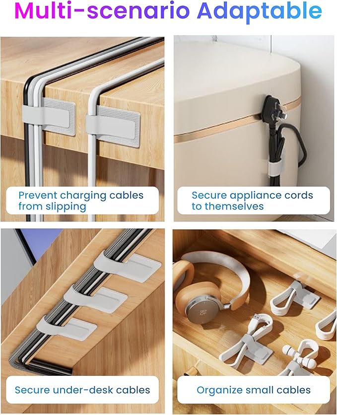 LX IntMfr. Hook and Loop Cable Ties, Self Adhesive Hook and Loop Cable Straps, Sticky-back Cord Organizer, Cable Clip, Household & Office Essentials, 40Pcs per Pack