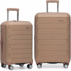 Traveler's Choice Pagosa Hardshell Expandable Luggage with Spinner Wheels, Latte Beige, 2-Piece Set (22/26)