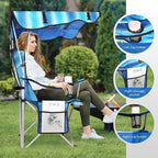 VTOY Portable Camping Chair with Canopy - Folding Chair with Canopy, Durable 600D Oxford Canopy Chair for Camping, Beach, Picnics, Fishing & Sports