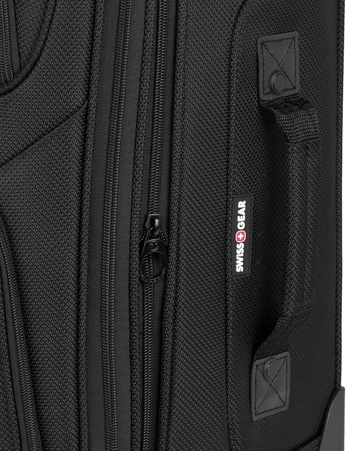 SWISSGEAR Sion Softside Expandable Spinner Luggage Durable Lightweight Travel Suitcase, Black, Checked-Medium 25-Inch