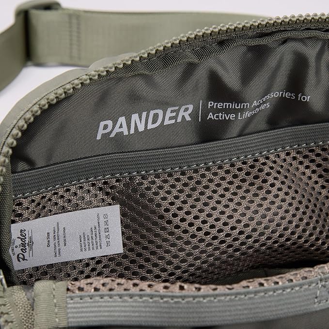 Pander Two Way Zipper Fanny Pack Nylon Everywhere Belt Bag for Women, Water Repellent Waist Packs, Crossbody Bags with Adjustable Strap (Grey Sage).