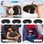 BBTO 4 Pcs Silk Sleep Eye Masks Smooth Soft Satin Eye Covers with Adjustable Strap Blindfold for Sleeping Blocking Out Lights Travel Relaxation (Black)