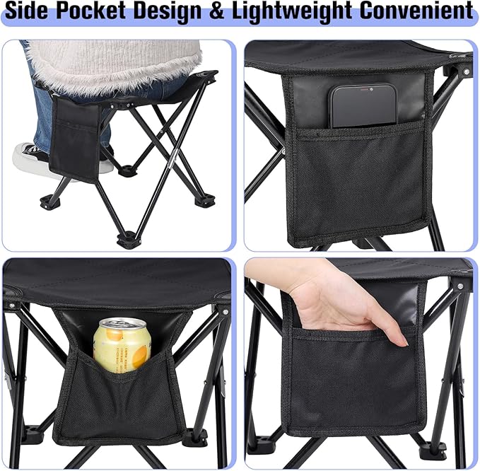 KABOER 2 Pack Folding Camping Stool Portable Outdoor Camping Chair for Fishing BBQ Hiking Gardening Beach Travel with Carry Bag