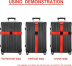 Luggage Straps for Suitcases TSA Approved Travel Belt 8 Pack by Chelmon (Red)