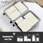 PANDA JOYS 4 Set Compression Packing Cubes Travel - Travel Accessories Expandable Packing Organizers for Carry On - Essentials Luggage Bags - Beige