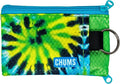 Chums Surfshorts Wallet - Lightweight Slim Wallet with RFID Blocking Card & Clear ID Window - Zippered, Water Resistant w/Key Ring (Green Tie Dye)