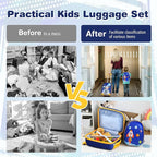 BABY JOY 2 Pieces Kids Luggage Set, 16" Toddlers Carry-on Suitcase & 12” Backpack Set, Children Travelling Case w/ 4 Casters & Retractable Handle, Lightweight Trolley Case for Boys & Girls (Astronaut)