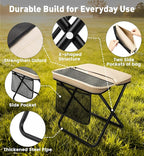 2 Pack Portable Folding Stools, Collapsible Pocket Chair, Foldable Camping Stool for Adults Backpack, Outdoor Seats Foot Rest, for Travel Hunting Fishing Hiking Gardening - Large, Khaki
