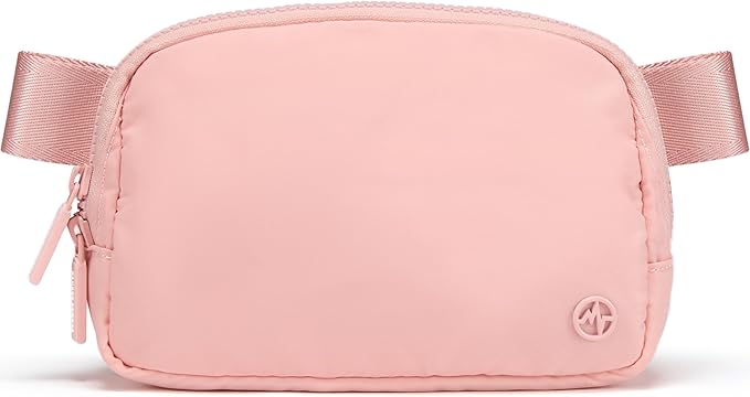 Pander Two Way Zipper Fanny Pack Nylon Everywhere Belt Bag for Women, Water Repellent Waist Packs, Crossbody Bags with Adjustable Strap (Mono Pink).