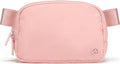Pander Two Way Zipper Fanny Pack Nylon Everywhere Belt Bag for Women, Water Repellent Waist Packs, Crossbody Bags with Adjustable Strap (Mono Pink).